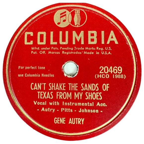 Gene Autry Buttons And Bows 10 Inch Shellac 78 RPM Columbia 20469 Vintage Record - Picture 3 of 4